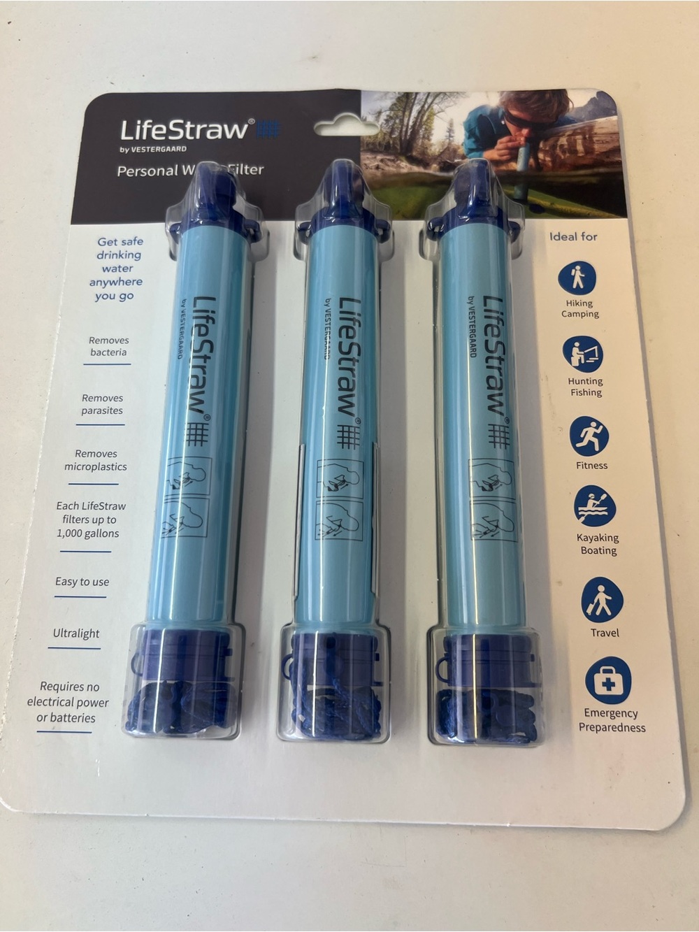 Personal Water Filter – Light Blue (3-Pack)